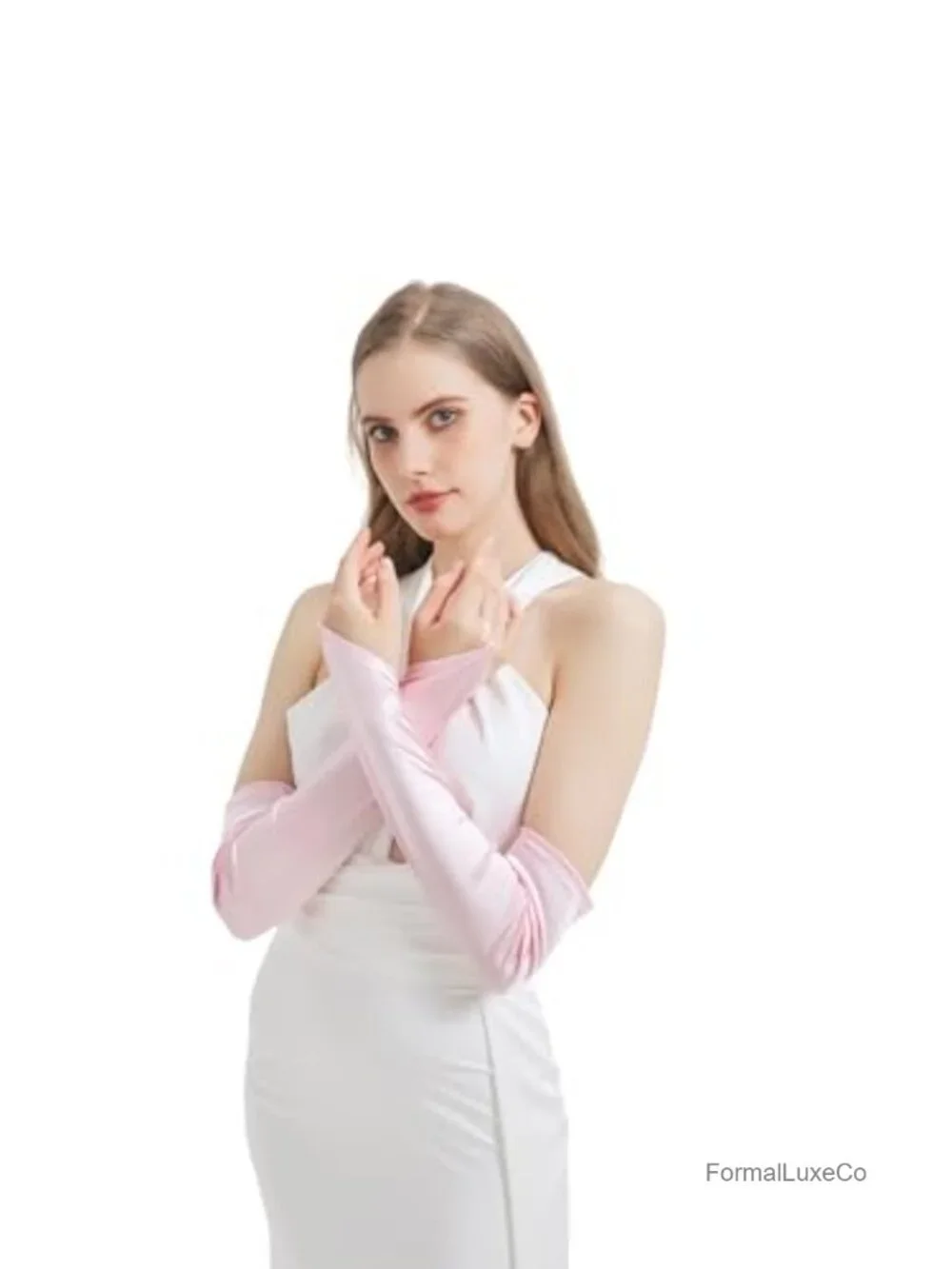 Women's Fingerless Long Satin Gloves Costume Accessory